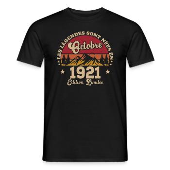 Les Légendes Sont Nées En Octobre 1921 - T-shirt homme - noir - Devant - AI Model Male 178 light (178cm)