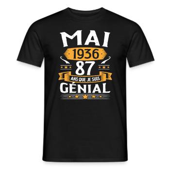 Mai 1936 87 Ans Que Je Suis Génial Anniversaire - T-shirt homme - noir - Devant - AI Model Male 178 light (178cm)
