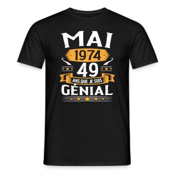 Mai 1974 49 Ans Que Je Suis Génial Anniversaire - T-shirt homme - noir - Devant - AI Model Male 178 light (178cm)