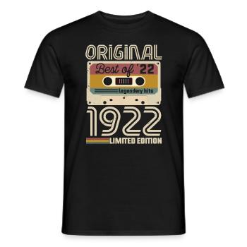 Vintage Geburtstag Original Geschenkidee 1922 - Männer T-Shirt - Schwarz - Vorne - AI Model Male 178 light (178cm)
