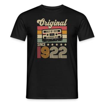 Vintage Geburtstag Original Geschenkidee 1922 - Männer T-Shirt - Schwarz - Vorne - AI Model Male 178 light (178cm)