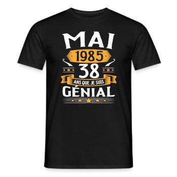 Mai 1985 38 Ans Que Je Suis Génial Anniversaire - T-shirt homme - noir - Devant - AI Model Male 178 light (178cm)