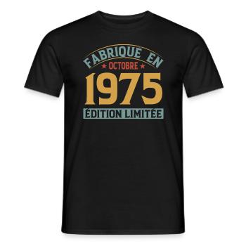 Fabriqué En Octobre 1975 Édition Limitée - T-shirt homme - noir - Devant - AI Model Male 178 light (178cm)