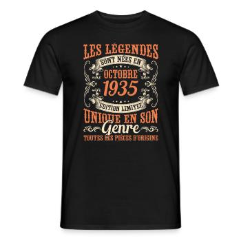 Les Légendes Sont Nées En Octobre 1935 Cadeau - T-shirt homme - noir - Devant - AI Model Male 178 light (178cm)
