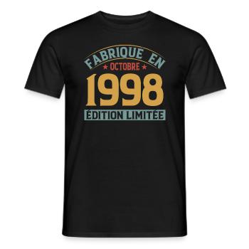 Fabriqué En Octobre 1998 Édition Limitée - T-shirt homme - noir - Devant - AI Model Male 178 light (178cm)