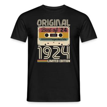 Vintage Birthday Original Gift Idea 1924 - Men's T-Shirt - black - Front - AI Model Male 178 light (178cm)