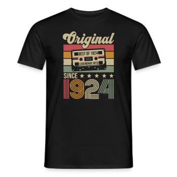 Vintage Birthday Original Gift Idea 1924 - Men's T-Shirt - black - Front - AI Model Male 178 light (178cm)