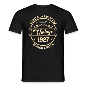 Vintage 1927 Idée Cadeau D Anniversaire Rétro 1927 - T-shirt homme - noir - Devant - AI Model Male 178 light (178cm)