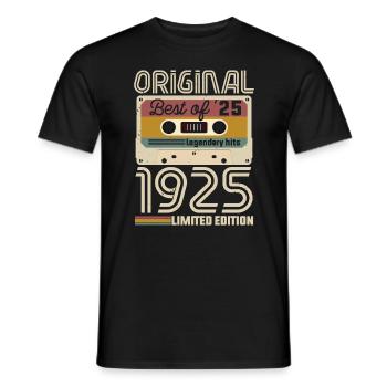 Anniversaire Vintage Idée Cadeau Original 1925 - T-shirt homme - noir - Devant - AI Model Male 178 light (178cm)