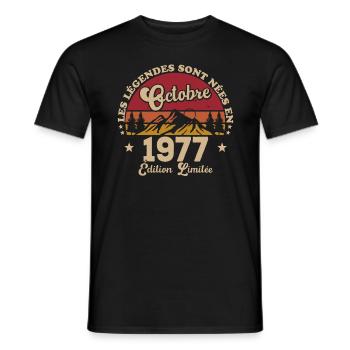 Les Légendes Sont Nées En Octobre 1977 - T-shirt homme - noir - Devant - AI Model Male 178 light (178cm)