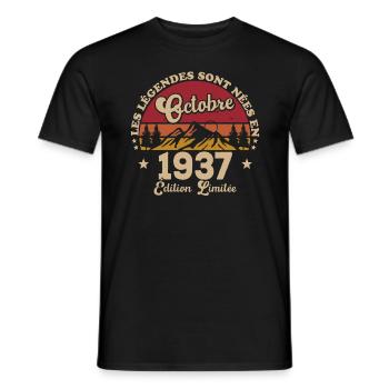 Les Légendes Sont Nées En Octobre 1937 - T-shirt homme - noir - Devant - AI Model Male 178 light (178cm)