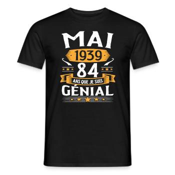 Mai 1939 84 Ans Que Je Suis Génial Anniversaire - T-shirt homme - noir - Devant - AI Model Male 178 light (178cm)