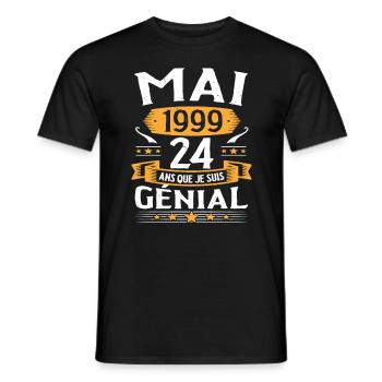 Mai 1999 24 Ans Que Je Suis Génial Anniversaire - T-shirt homme - noir - Devant - AI Model Male 178 light (178cm)
