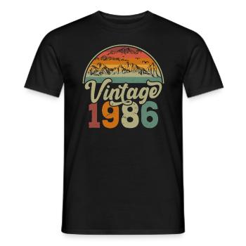 Vintage 1986 - Men's T-Shirt - black - Front - AI Model Male 178 light (178cm)