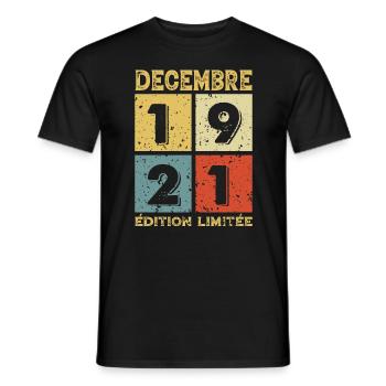 Vintage Geburtstagsgeschenkidee Dezember 1921 - Männer T-Shirt - Schwarz - Vorne - AI Model Male 178 light (178cm)
