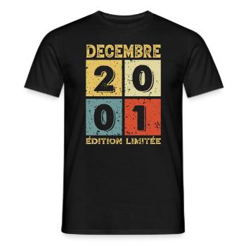 Vintage Geburtstagsgeschenkidee Dezember 2001 - Männer T-Shirt - Schwarz - Vorne - AI Model Male 178 light (178cm)