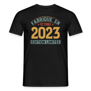Fabriqué En Octobre 2023 Édition Limitée - T-shirt homme - noir - Devant - AI Model Male 178 light (178cm)