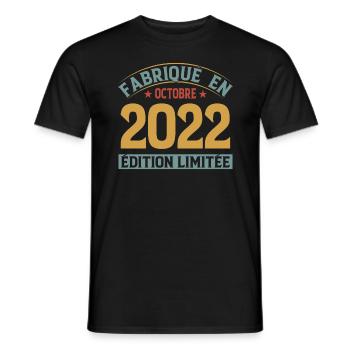 Hergestellt im Oktober 2022 limitierte Auflage - Männer T-Shirt - Schwarz - Vorne - AI Model Male 178 light (178cm)