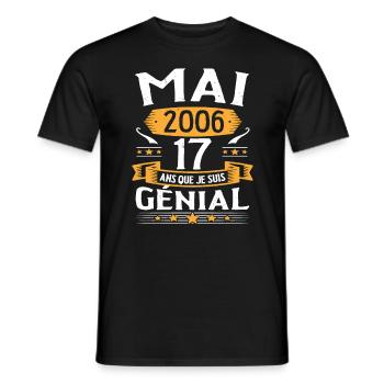 Mai 2006 17 Ans Que Je Suis Génial Anniversaire - T-shirt homme - noir - Devant - AI Model Male 178 light (178cm)