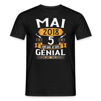 Mai 2018 5 Ans Que Je Suis Génial Anniversaire - T-shirt homme - noir - Devant - AI Model Male 178 light (178cm)