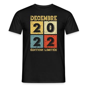 Anniversaire Vintage Idée Cadeau Décembre 2022 - T-shirt homme - noir - Devant - AI Model Male 178 light (178cm)