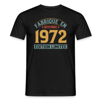 Fabriqué En Novembre 1972 Édition Limitée - T-shirt homme - noir - Devant - AI Model Male 178 light (178cm)