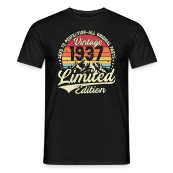 Vintage Birthday Gift 1937 Limited Edition - Men's T-Shirt - black - Front - AI Model Male 178 light (178cm)