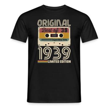 Vintage Birthday Original Gift Idea 1939 - Men's T-Shirt - black - Front - AI Model Male 178 light (178cm)