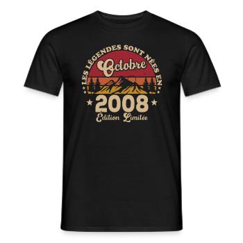 Les Légendes Sont Nées En Octobre 2008 - T-shirt homme - noir - Devant - AI Model Male 178 light (178cm)