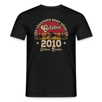 Die Legenden wurden im Oktober 2010 geboren - Männer T-Shirt - Schwarz - Vorne - AI Model Male 178 light (178cm)