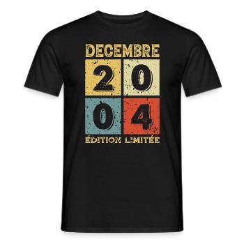 Anniversaire Vintage Idée Cadeau Décembre 2004 - T-shirt homme - noir - Devant - AI Model Male 178 light (178cm)
