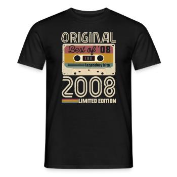 Vintage Geburtstag Original Geschenkidee 2008 - Männer T-Shirt - Schwarz - Vorne - AI Model Male 178 light (178cm)