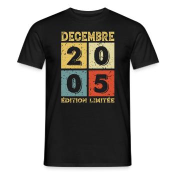 Anniversaire Vintage Idée Cadeau Décembre 2005 - T-shirt homme - noir - Devant - AI Model Male 178 light (178cm)