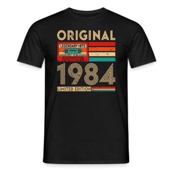 Original legendary hits Best of 1984 - Men's T-Shirt - black - Front - AI Model Male 178 light (178cm)