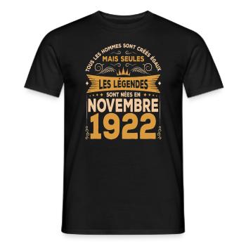 Les Légendes Sont Nées En Novembre 1922 - T-shirt homme - noir - Devant - AI Model Male 178 light (178cm)