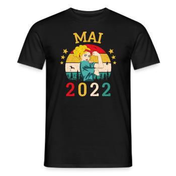 Mai 2022 Anniversaire Vintage Happy Birthday - T-shirt homme - noir - Devant - AI Model Male 178 light (178cm)
