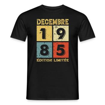 Anniversaire Vintage Idée Cadeau Décembre 1985 - T-shirt homme - noir - Devant - AI Model Male 178 light (178cm)