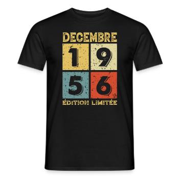 Anniversaire Vintage Idée Cadeau Décembre 1956 - T-shirt homme - noir - Devant - AI Model Male 178 light (178cm)