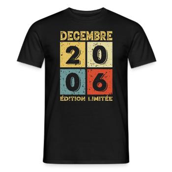 Anniversaire Vintage Idée Cadeau Décembre 2006 - T-shirt homme - noir - Devant - AI Model Male 178 light (178cm)