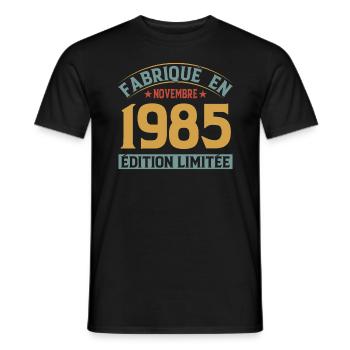 Fabriqué En Novembre 1985 Édition Limitée - T-shirt homme - noir - Devant - AI Model Male 178 light (178cm)