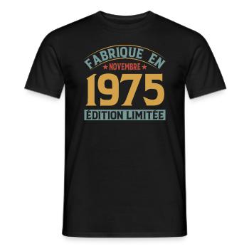 Fabriqué En Novembre 1975 Édition Limitée - T-shirt homme - noir - Devant - AI Model Male 178 light (178cm)