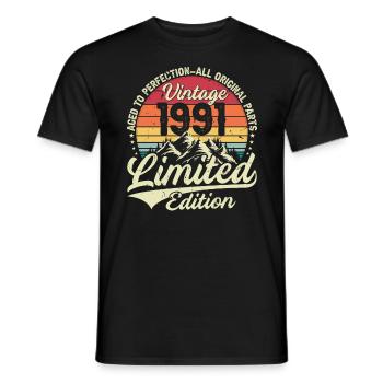 Jahrgang 1991 Geborene Herkunft 1991 Geburtstag - Männer T-Shirt - Schwarz - Vorne - AI Model Male 178 light (178cm)