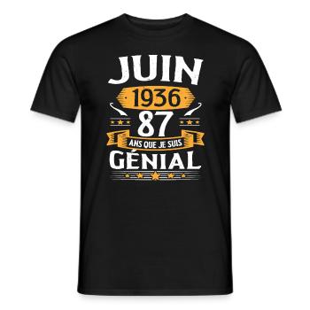 Juin 1936 87 Ans Que Je Suis Génial Anniversaire - T-shirt homme - noir - Devant - AI Model Male 178 light (178cm)