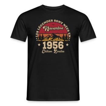 Les Légendes Sont Nées En Novembre 1956 - T-shirt homme - noir - Devant - AI Model Male 178 light (178cm)
