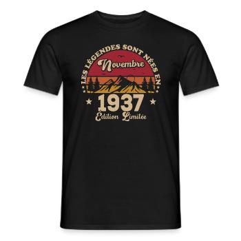 Les Légendes Sont Nées En Novembre 1937 - T-shirt homme - noir - Devant - AI Model Male 178 light (178cm)