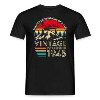 Original vintage established in 1945 anniversary - Men's T-Shirt - black - Front - AI Model Male 178 light (178cm)