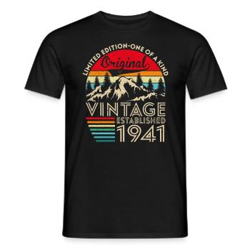Original vintage established in 1941 anniversary - Men's T-Shirt - black - Front - AI Model Male 178 light (178cm)