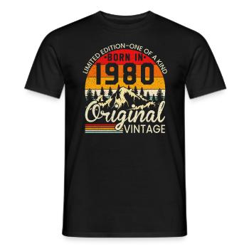 Unique in its kind born in 1980 Original vintage - Men's T-Shirt - black - Front - AI Model Male 178 light (178cm)