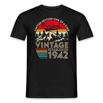 Original vintage established in 1942 anniversary - Men's T-Shirt - black - Front - AI Model Male 178 light (178cm)