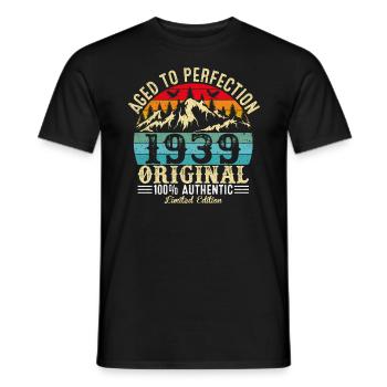 Aged to perfection 1939 original - Men's T-Shirt - black - Front - AI Model Male 178 light (178cm)